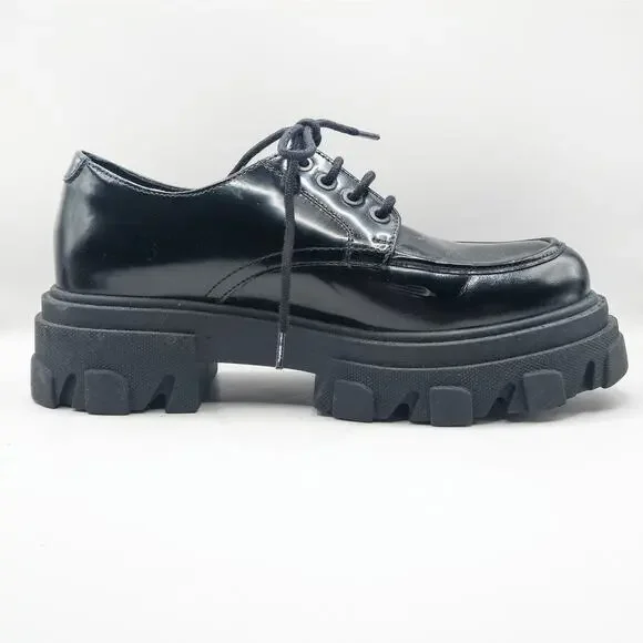 Steve Madden Helga Platform Oxfords Black Size 9 Dark Academia - Picture 6 of 12